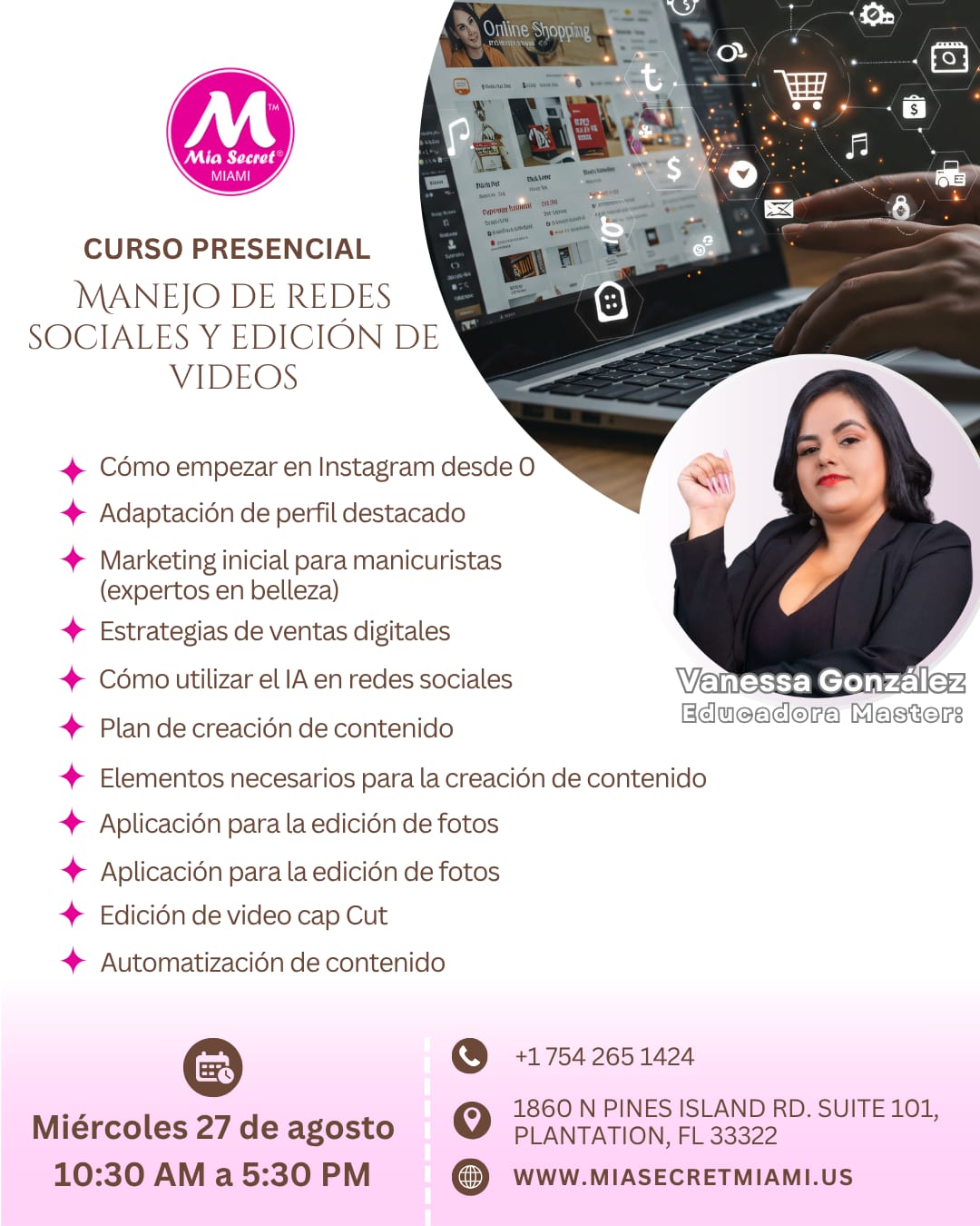 Reserva Curso Presencial Manejo de redes sociales y edición de videos