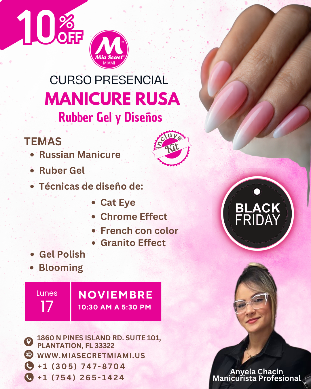 CURSO PRESENCIAL DE MANICURA RUSA, RUBBER GEL Y DISEÑOS
