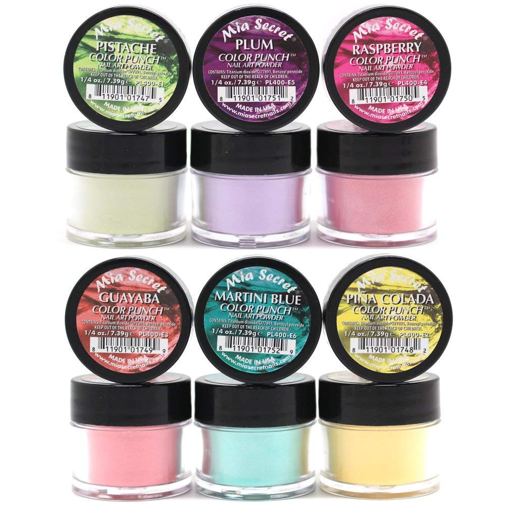ACRYLIC - ACRILICO POWDER COLOR PUNCH COLORED SKU: PL400E-MIX 6