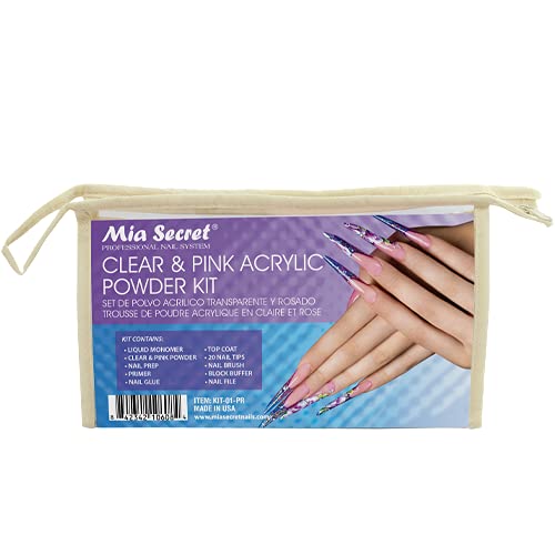 KIT01-PR Mia Secret Acrylic Nail Kit/set for beginners - Nails Kit with Pink Acrylic Powder and Clear Acrylic Powder With Everything