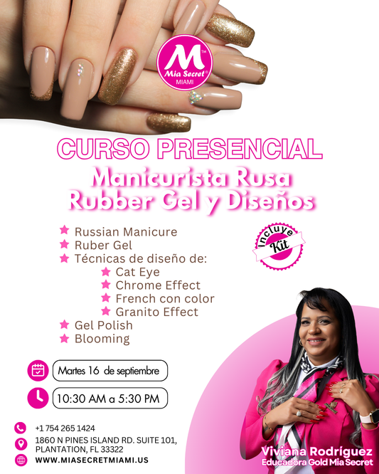 RESERVA CURSO PRESENCIAL DE MANICURA RUSA, RUBBER GEL Y DISEÑOS