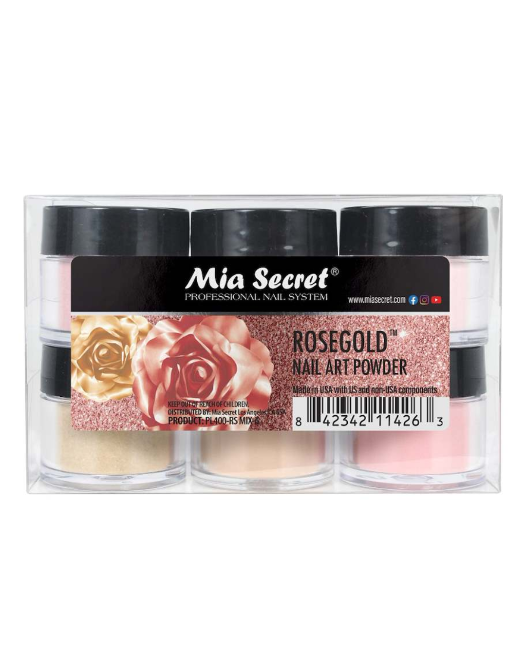 ACRYLIC - ACRILICO POWDER 6 PCS MIX COLLECTION ROSE GOLD