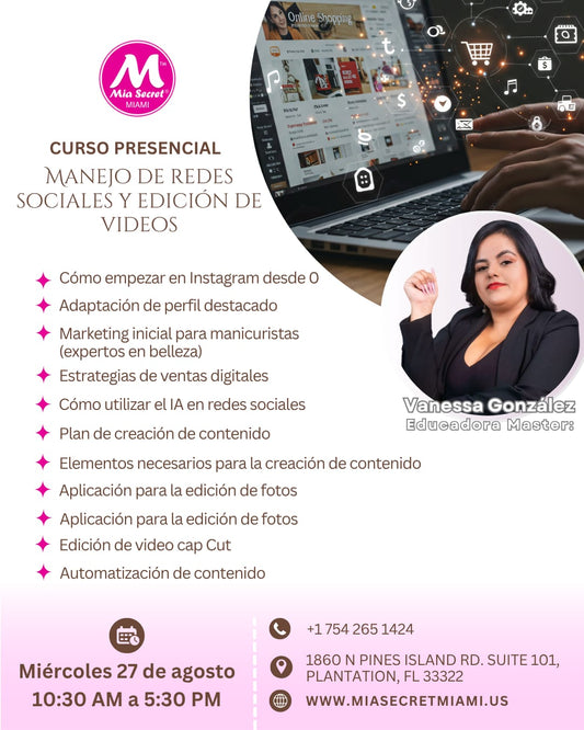 Reserva Curso Presencial Manejo de redes sociales y edición de videos