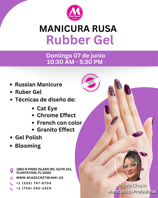 CURSO PRESENCIAL DE MANICURA RUSA, RUBBER GEL Y DISEÑOS