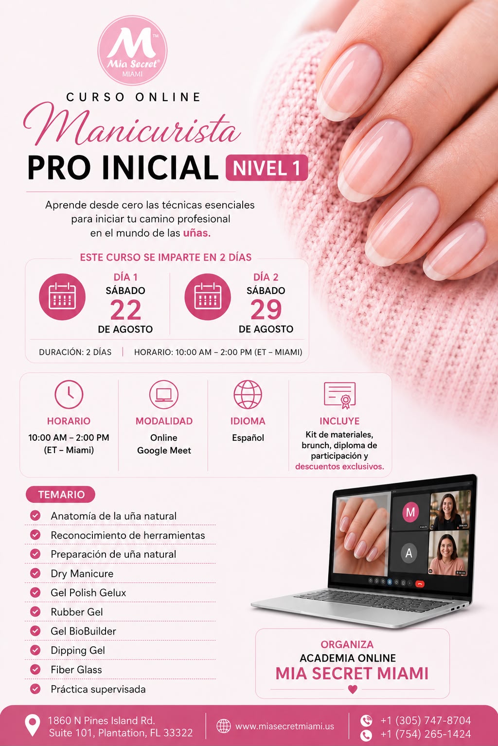 CURSO ONLINE MANICURISTA PRO INICIAL - Nivel 1 - MIA SECRET MIAMI