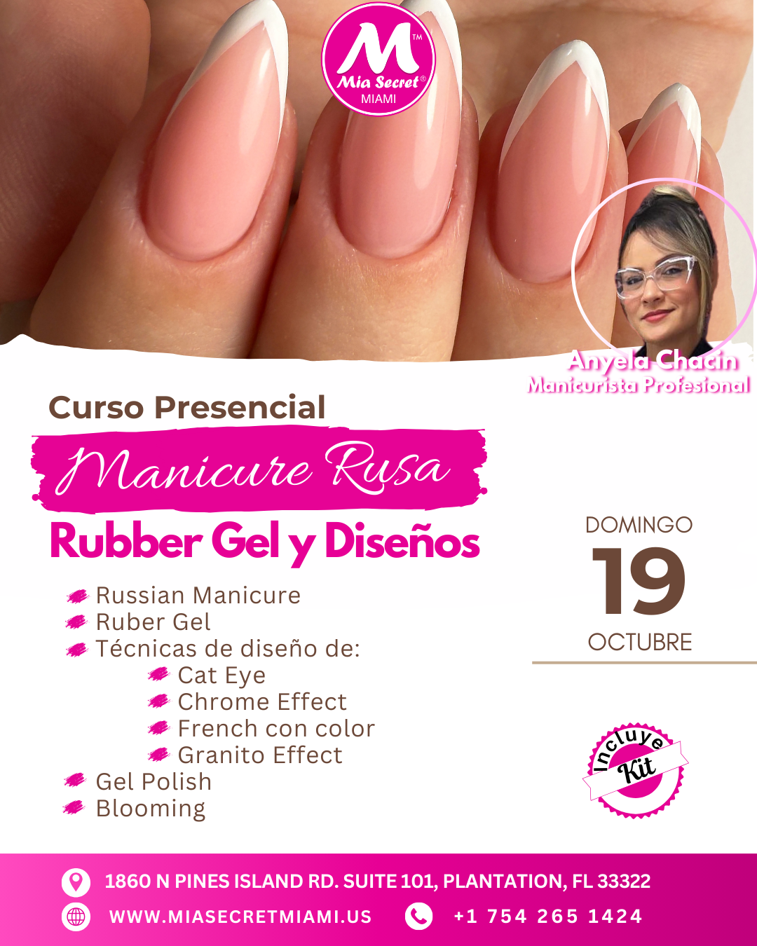 CURSO PRESENCIAL DE MANICURA RUSA, RUBBER GEL Y DISEÑOS