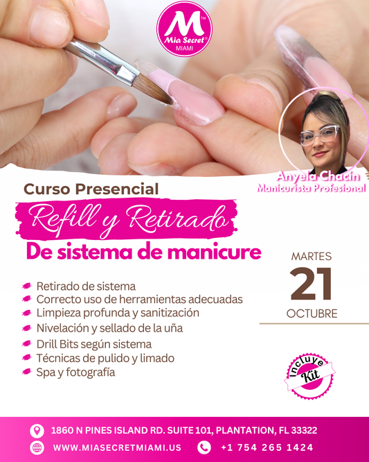 RESERVA CURSO PRESENCIAL DE RETIRADO Y REFILL DE SISTEMA DE MANICURE