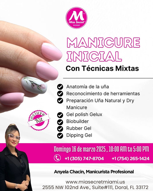 CURSO PRESENCIAL DE MANICURISTA INICIAL CON TECNICAS MIXTAS