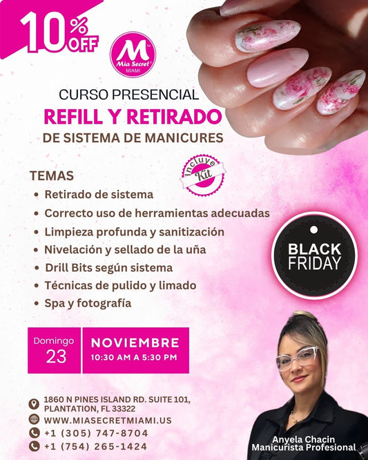 RESEVA CURSO PRESENCIAL DE RETIRADO Y REFILL DE SISTEMA DE MANICURE